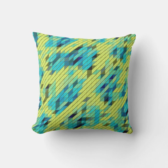 Blue Green Yellow COOL Pattern Outdoor Pillow (Front)
