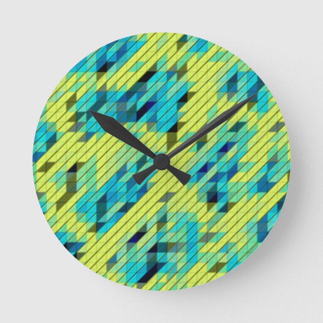 Blue Green Yellow COOL Pattern  Round Clock (Front)