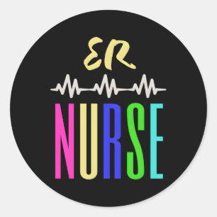 Blue Green Yellow Multi Colored Er Nurse Classic Round Sticker