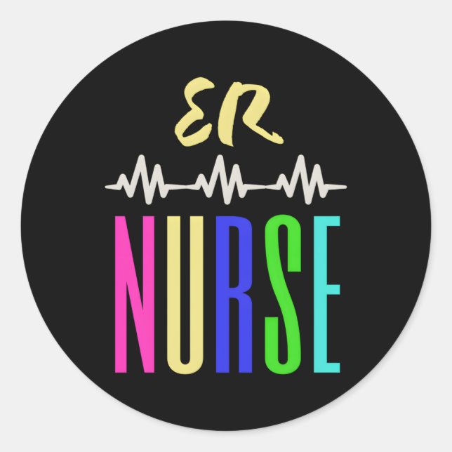 Blue Green Yellow Multi Coloured Er Nurse Classic Round Sticker (Front)