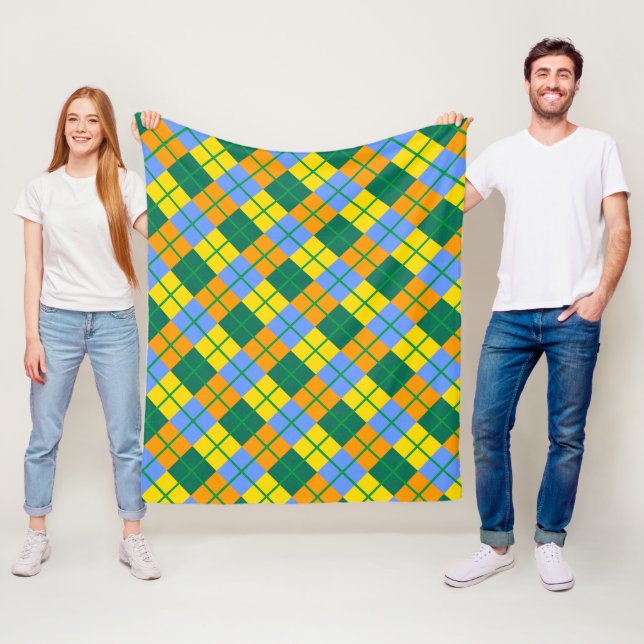 Blue Green Yellow Orange Fleece Blanket (In Situ)