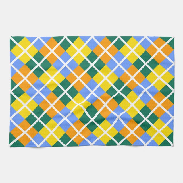 Blue Green Yellow Orange Kitchen Towel (Horizontal)