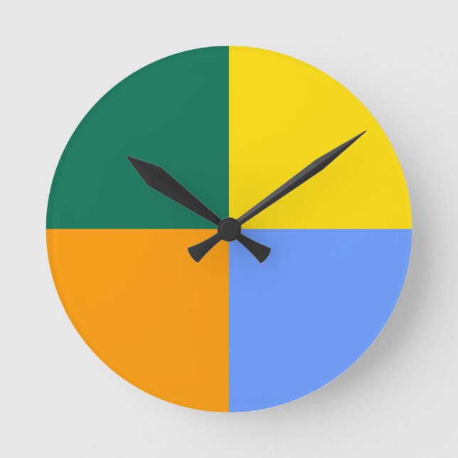 Blue Green Yellow Orange Round Clock (Front)