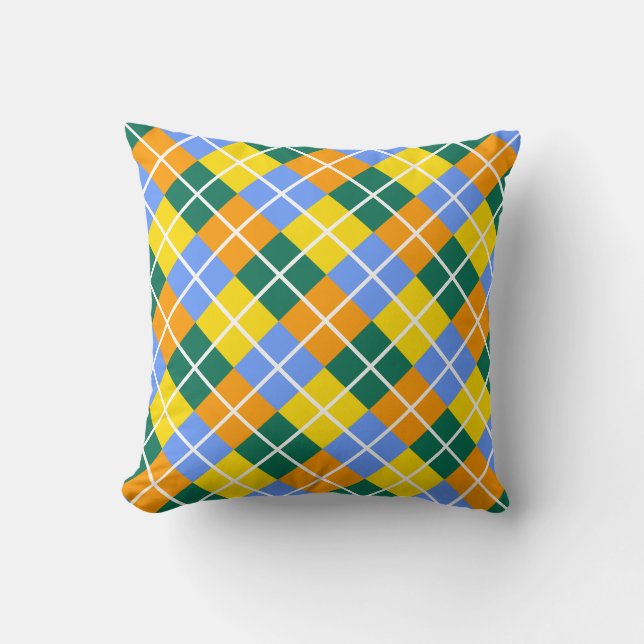 Blue Green Yellow Orange Throw Pillow (Front)
