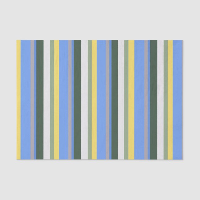 Blue Green Yellow Stripe Tissue Paper (Front)