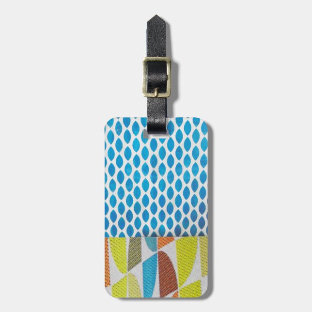 blue green yellow swatches mini collage luggage tag (Front Vertical)