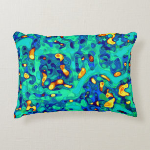 Blue Green Yellow Unique Pattern Accent Pillow