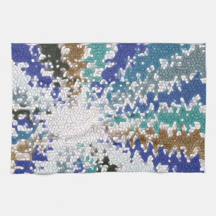 Blue Green Yellow Unique Pattern Kitchen Towel