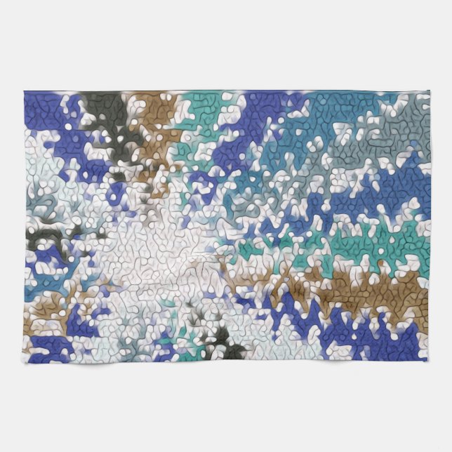 Blue Green Yellow Unique Pattern Kitchen Towel (Horizontal)
