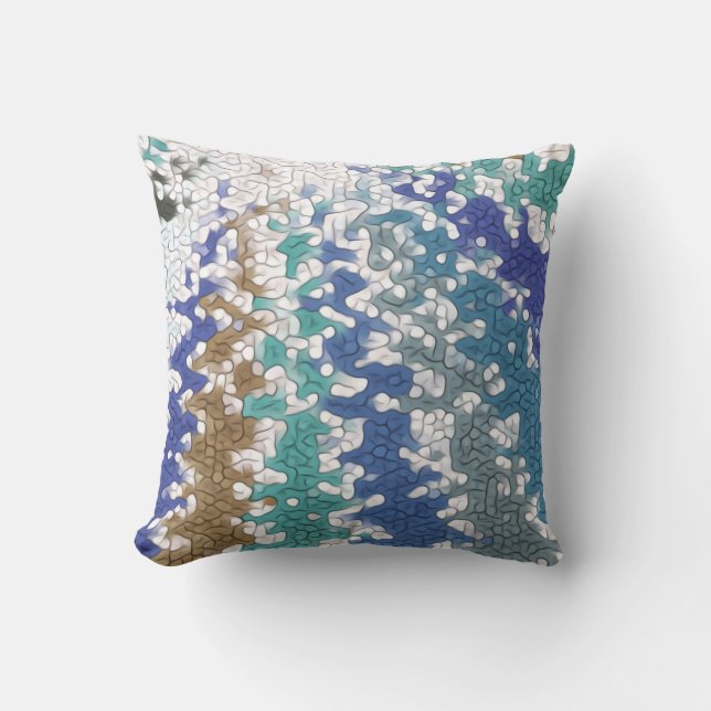 Blue Green Yellow Unique Pattern Outdoor Pillow (Front)