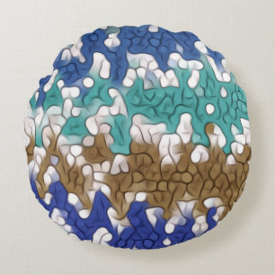 Blue Green Yellow Unique Pattern Round Pillow