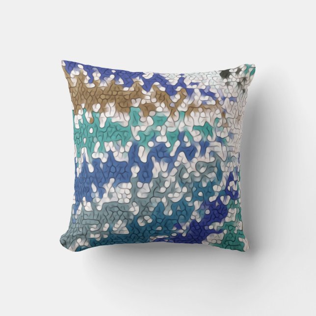 Blue Green Yellow Unique Pattern Throw Pillow (Front)