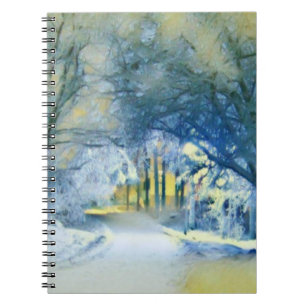 Blue Green Yellow Winter Scenery Watercolor Notebook