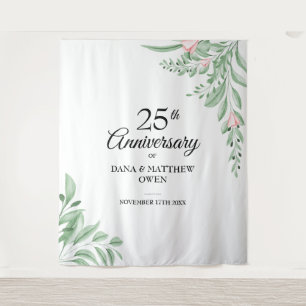 Blue Greenery 25th Anniversary Photo Backdrop Tapestry