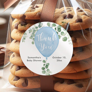 Blue greenery eucalyptus balloon baby stickers