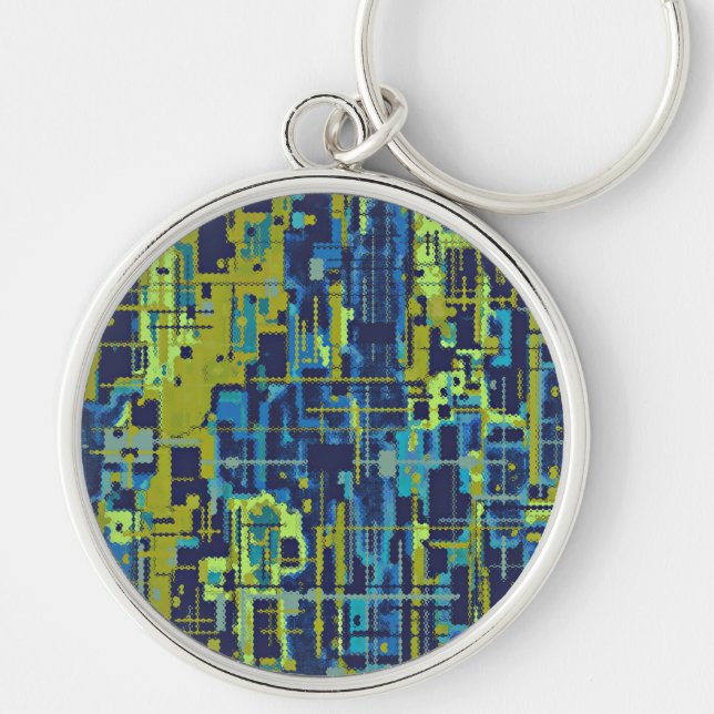 Blue Greens Abstract template Keychain (Front)