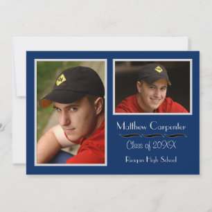 Blue & Grey 2 Photo Collage - Grad Announcement