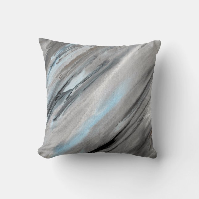 Blue Grey Abstract Pillow (Front)