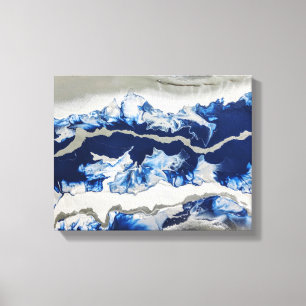 Blue Grey Acrylic Painting Abstract Background Art Canvas Print