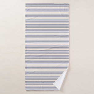 Blue-grey and beige five stripe pattern bath towel