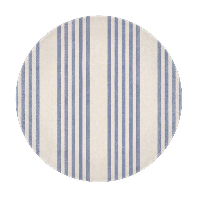 Blue-grey and beige five stripe pattern cutting board (Front)