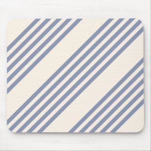 Blue-grey and beige five stripe pattern mouse pad
