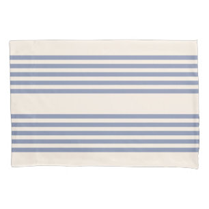 Blue-grey and beige five stripe pattern pillowcase