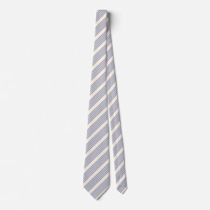 Blue-grey and beige five stripe pattern tie