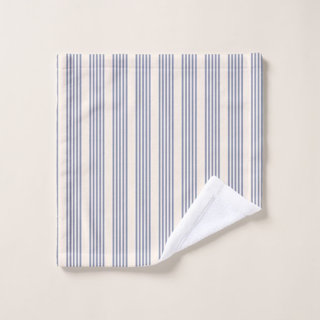Blue-grey and beige five stripe pattern wash cloth (Wash Cloth)