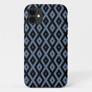 Blue grey and black diamond pattern iPhone 11 case