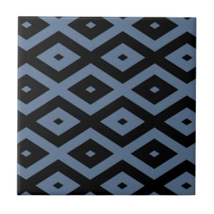 Blue grey and black diamond pattern tile