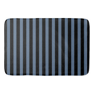 Blue grey and black stripes bath mat