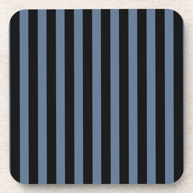 Blue grey and black stripes coaster (Front)
