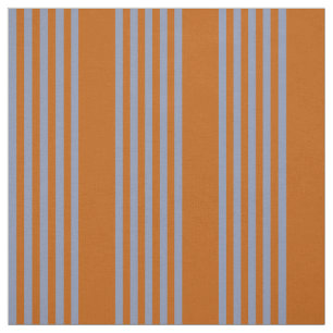 Blue-grey and burnt orange five stripe pattern fabric