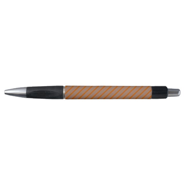 Blue-grey and burnt orange five stripe pattern pen (Front)