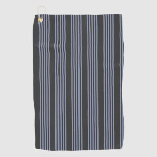 Blue-grey and charcoal five stripe pattern golf towel