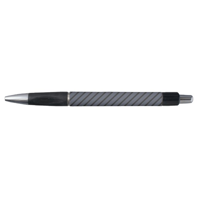 Blue-grey and charcoal five stripe pattern pen (Front)
