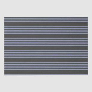 Blue-grey and charcoal five stripe pattern tissue paper