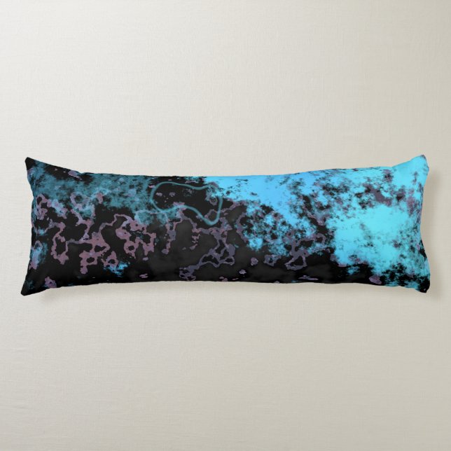 Blue, Grey and Purple Marble Abstract Body Pillow (Front)