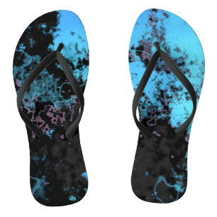 Blue, Grey and Purple Marble Abstract Flip Flops