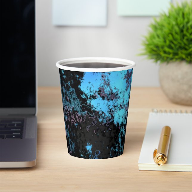 Blue, Grey and Purple Marble Abstract Paper Cups (Insitu)