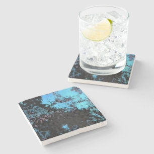 Blue, Grey and Purple Marble Abstract Stone Coaster