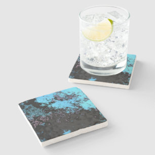 Blue, Grey and Purple Marble Abstract Stone Coaster