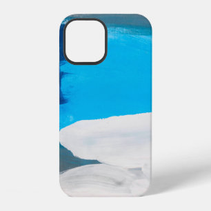 Blue, Grey and White Abstract Art Painting backgro iPhone 12 Case