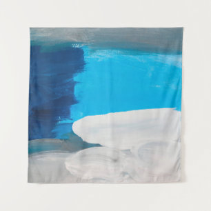 Blue, Grey and White Abstract Art Painting backgro Tapestry