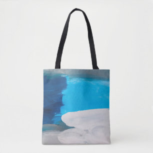Blue, Grey and White Abstract Art Painting backgro Tote Bag