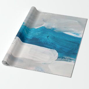 Blue, Grey and White Abstract Art Painting backgro Wrapping Paper
