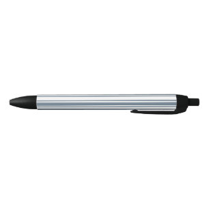 Blue-grey and white candy stripes black ink pen