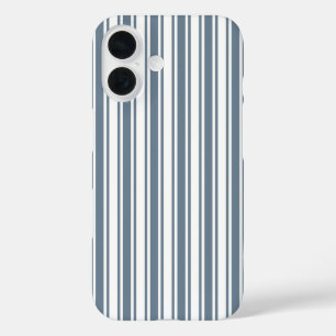 Blue-grey and white candy stripes Case-Mate iPhone 16 Case