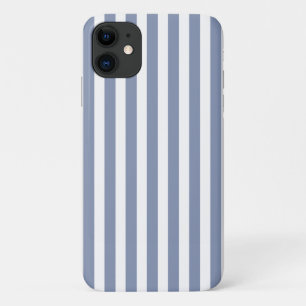 Blue grey and white candy stripes iPhone 11 case